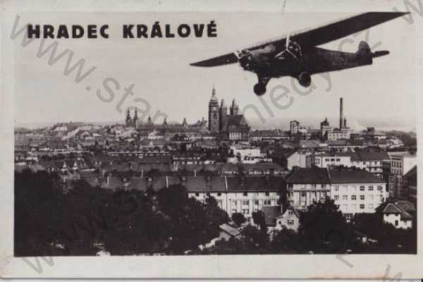  - Hradec Králové (Königgrätz), pohled na město z výšky, letadlo (OK-ATC), Grafo Čuda Holice