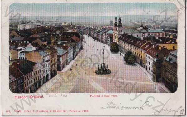  - Hradec Králové (Königgrätz) - Velké náměstí, pohled z Bílé věže, kolorovaná, litografie, DA