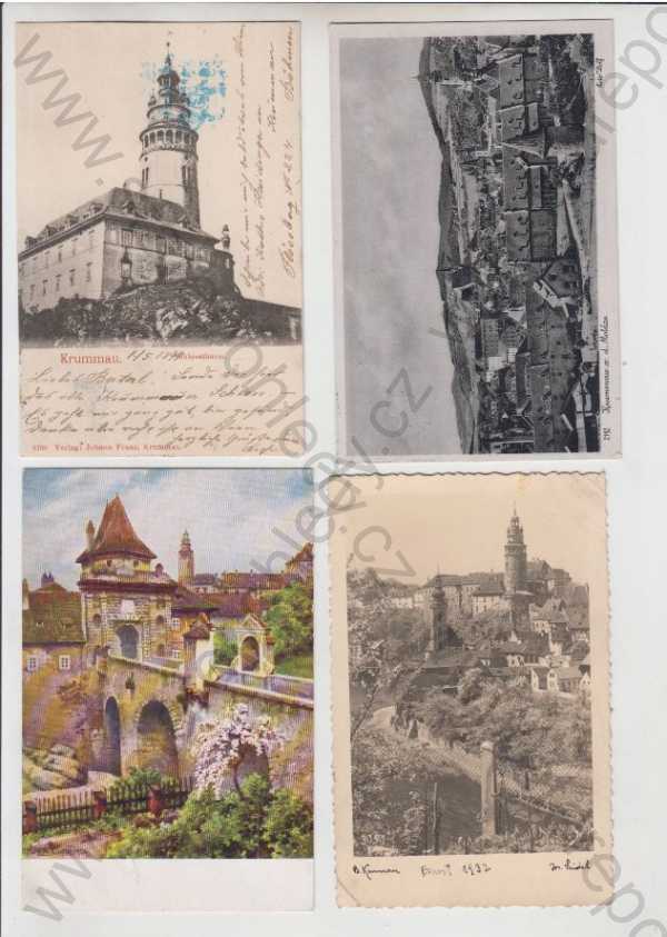  - 4x Český Krumlov (Krummau), zámek, věž, celkový pohled