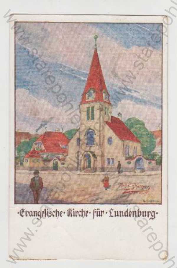  - Břeclav (Lundenburg), kostel, kolorovaná