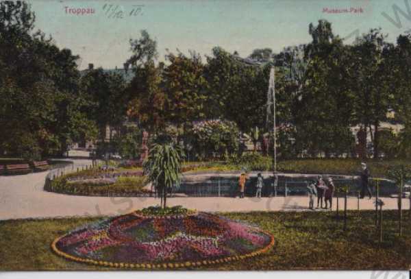  - Opava (Troppau), park, muzeum, litografie, barevná