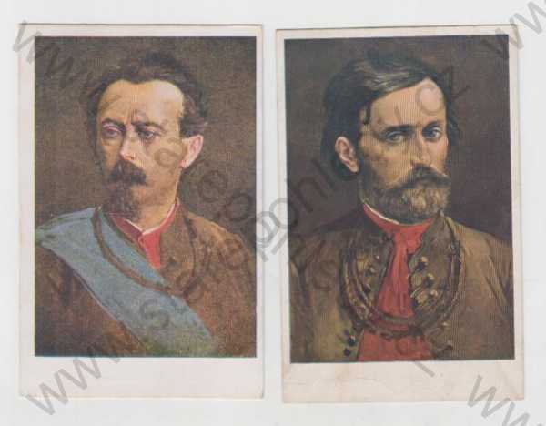  - 2x Jindřich Fügner, Sokol, portrét, kolorovaná