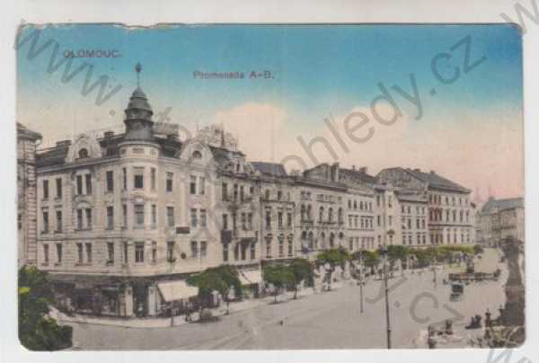  - Olomouc, promenáda, pohled ulicí, kolorovaná