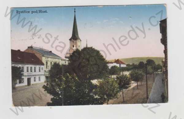  - Bystřice pod Hostýnem (Kroměříž), náměstí, kostel, kolorovaná