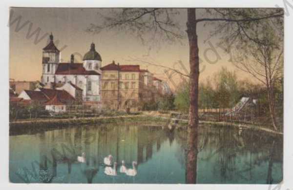  - Německý Brod (Havlíčkův Brod), městský sad, husa, rybník, kolorovaná