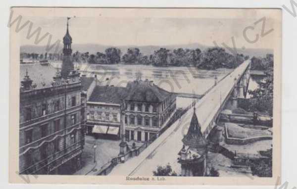  - Roudnice nad Labem (Litoměřice), částečný záběr města, řeka, most