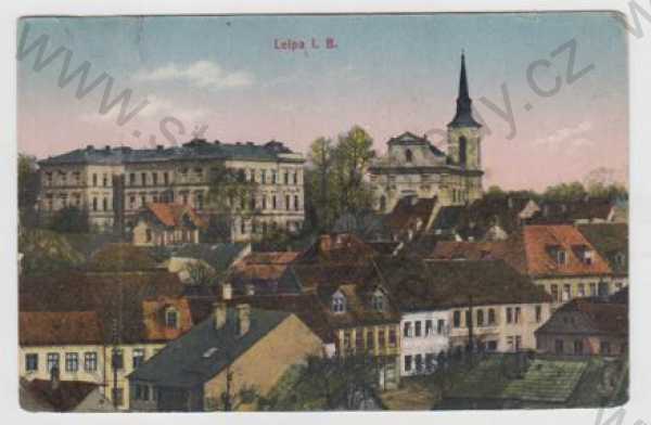  - Česká Lípa (Leipa), částečný záběr města, kolorovaná