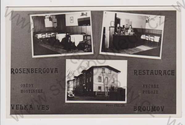  - Broumov (Braunau) - Velká Ves - Rosenbergova restaurace, interiér, exteriér, auto, foto Felgr