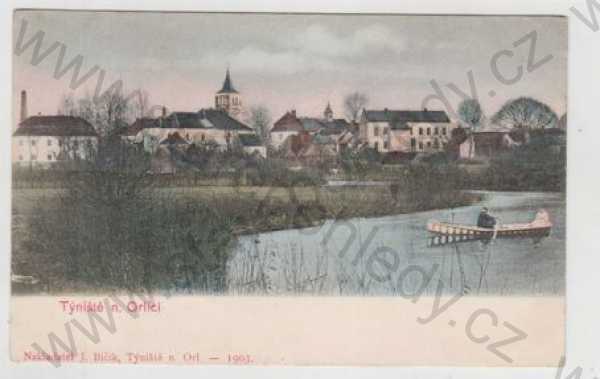  - Týniště nad Orlicí (Rychnov nad Kněžnou), celkový pohled, loď, kolorovaná, DA