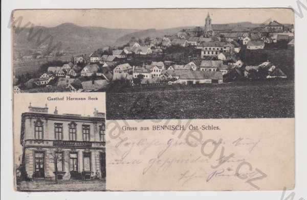  - Horní Benešov (Bennisch) - celkový pohled, hostinec Hermann Beck