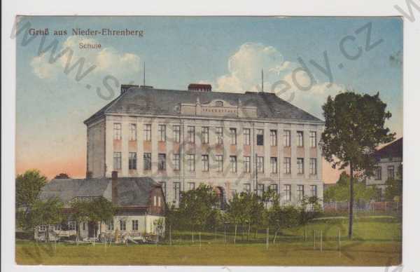  - Dolní Křečany (Nieder - Ehrenberg) - škola, kolorovaná