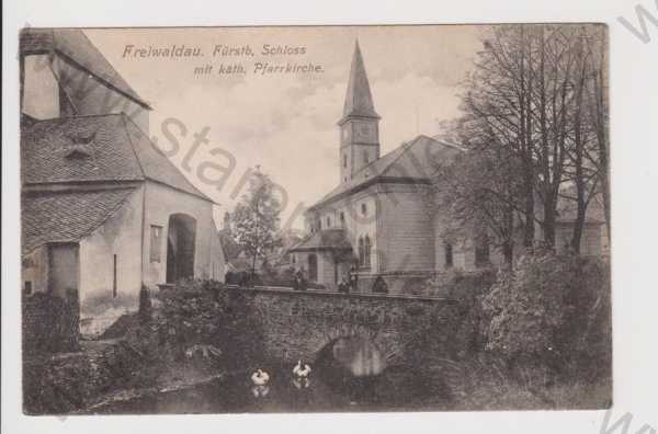  - Jeseník (Freiwaldau) - kostel, zámek, labuť