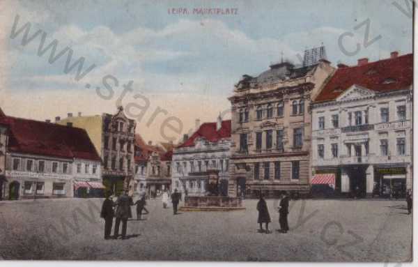  - Česká Lípa - Leipa in Böhmen, náměstí, kolorovaná, litografie