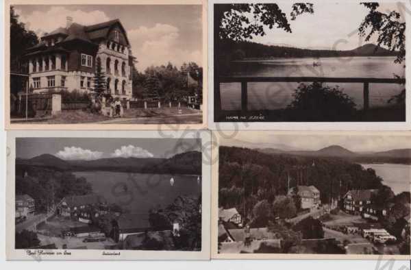  - 4 ks pohlednic: Hamr na Jezeře - Hammer am See (Česká Lípa), pohledy na obec, jezero, zotavovna