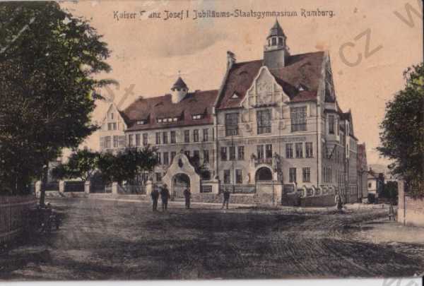  - Rumburk - Rumburg (Děčín - Tetschen), gymnázium, litografie, kolorovaná