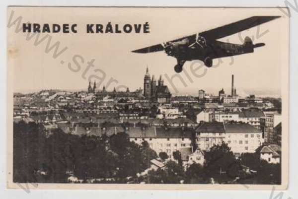  - Hradec Králové, celkový pohled, letadlo, Grafo Čuda Holice