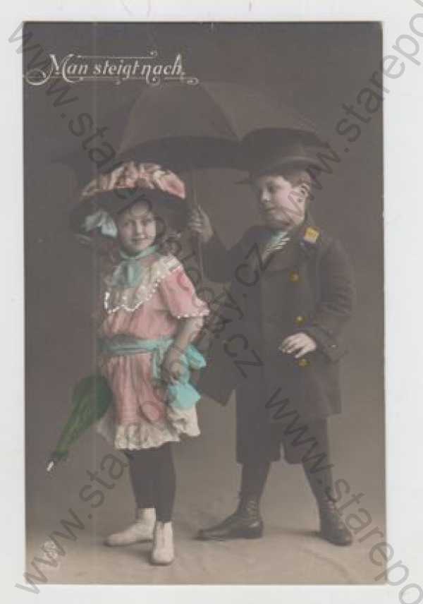  - Děti - foto, dítě, deštník, šaty, klobouk, šaty, kolorovaná