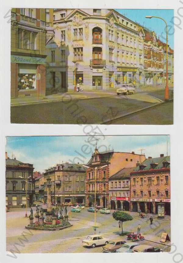  - 4x Rumburk (Děčín), automobil, pohled ulicí, náměstí, motocykl
