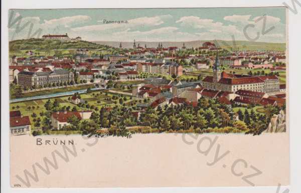  - Brno (Brünn) - celkový pohled, litografie, kolorovaná, DA