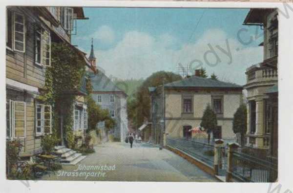  - Jánské lázně (Johannisbad) - Trutnov, pohled ulicí, kolorovaná