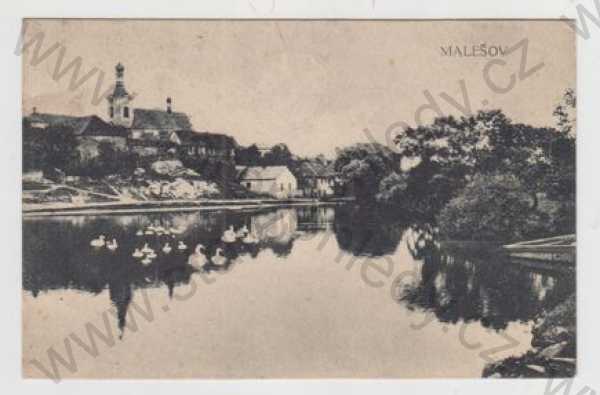  - Malešov (Kutná hora), rybník, labuť, částečný záběr města