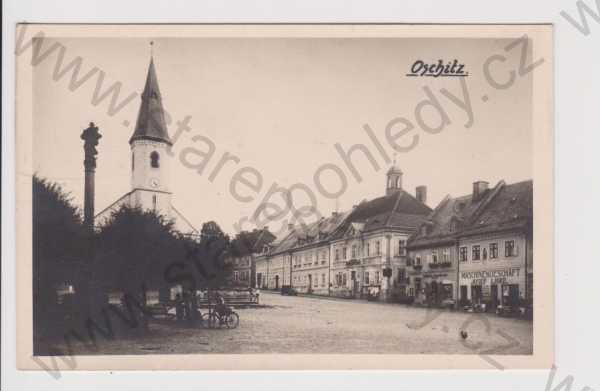  - Osečná (Oschitz) - náměstí, kostel, obchod