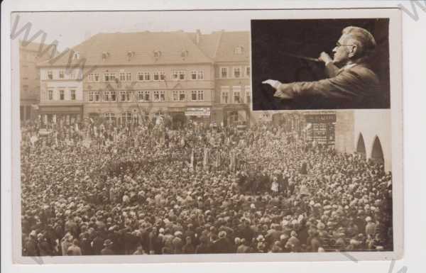  - Ústí nad Labem -koncert Schubertbundu,dirigent Viktor Keldorfer  - náměstí, portrét, slepotisk foto Kraus