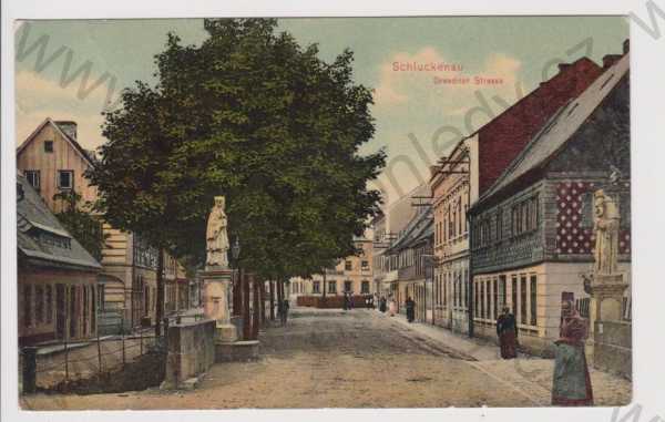  - Šluknov (Schluckenau) - Drážďanská ulice, kolorovaná