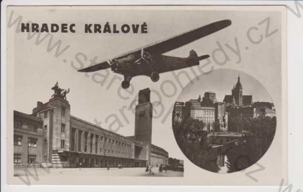  - Hradec Králové - nádraží, letadlo, koláž