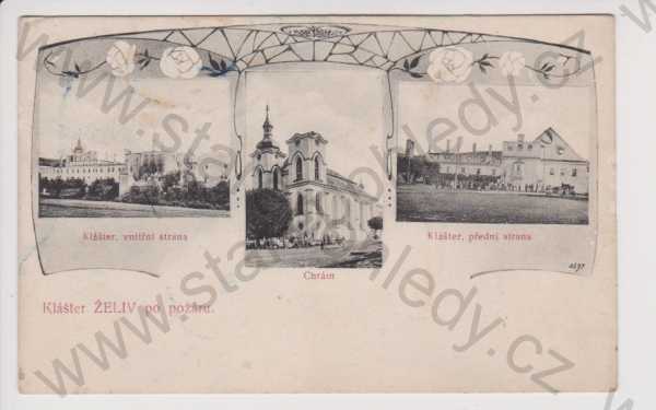  - Želiv - klášter po požáru - vnitřní strana, chrám, přední strana, koláž