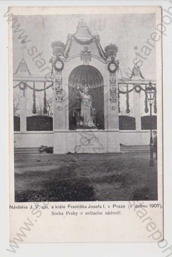  - Praha - František Josef I. návštěva - socha Prahy v uvítacím nádvoří