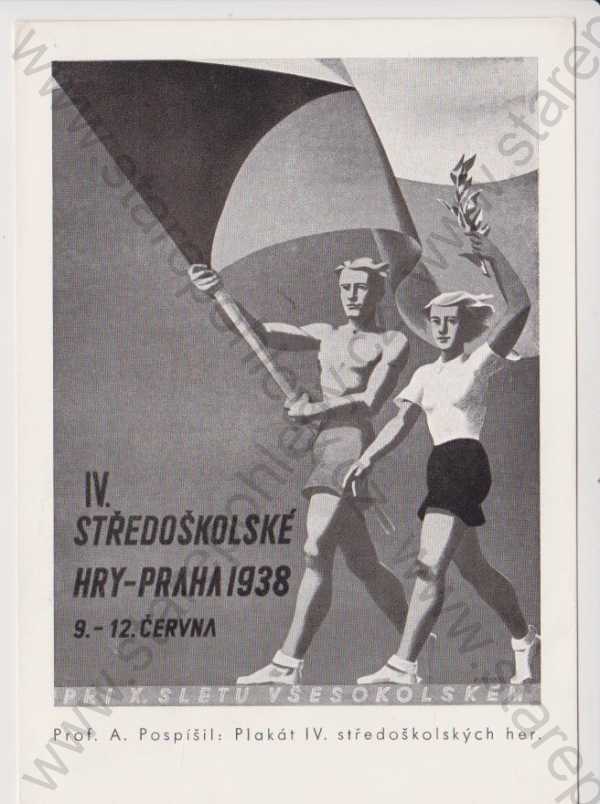  - Praha - Sokol - Středoškolské hry - 1938, velký formát