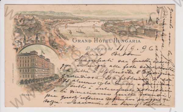  - Maďarsko - Budapešť - Grand Hotel Hungaria, corso, Vorläufer 1896, DA