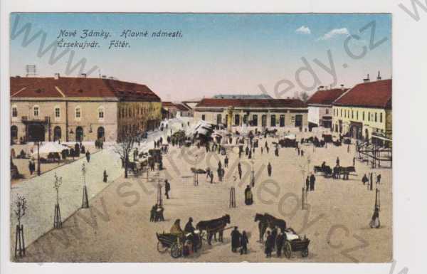  - Slovensko - Nové Zámky - Hlavní náměstí, kůň, trh, kolorovaná