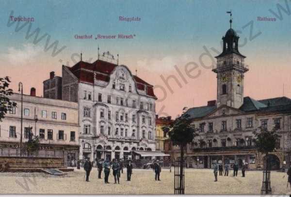  - Těšín - Teschen (Karviná), náměstí, litografie, kolorovaná