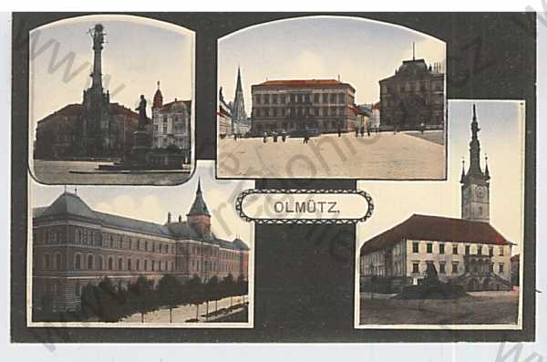  - Olomouc - Olmütz, více záběrů: náměstí, radnice, sloup, litografie, kolorovaná
