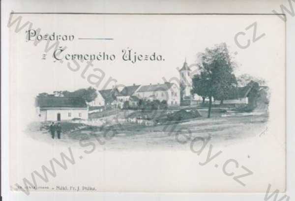  - Červený Újezd , náves, kostel, rybník, částečný záběr města