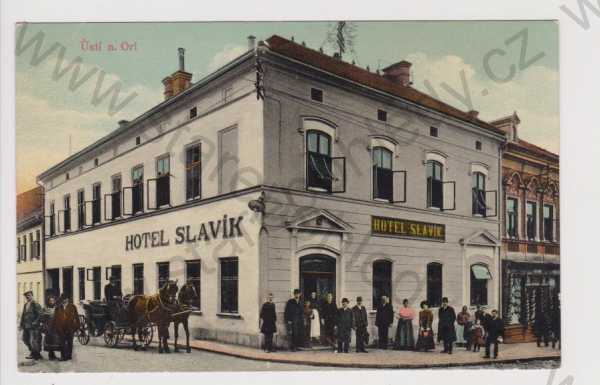  - Ústí nad Orlicí - Hotel Slavík, kůň, kolorovaná