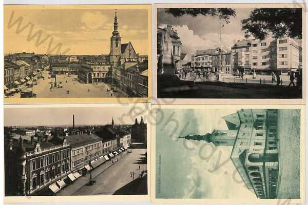  - 4x pohlednice: Prostějov, muzeum, náměstí