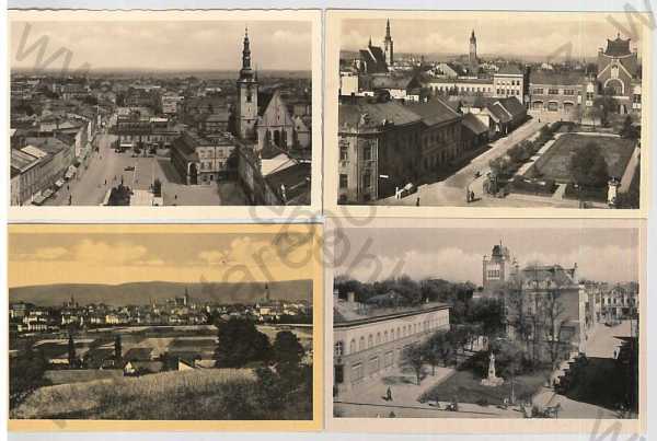  - 4x pohlednice: Prostějov, celkový pohled, náměstí, Fototypia-Vyškov