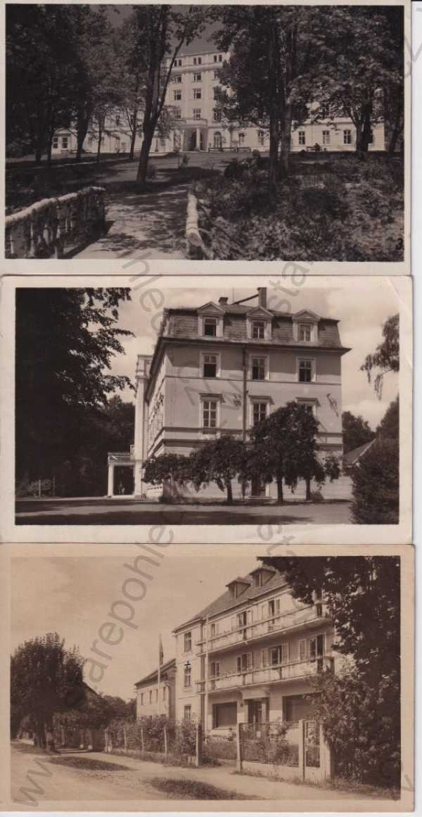  - 3x pohlednic: Konstantinovy lázně - Konstantinsbad (Tachov), lázeňský dům, zotavovna ROH