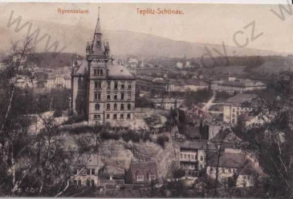  - Teplice - Teplitz-Schönau, gymnázium, litografie, kolorovaná