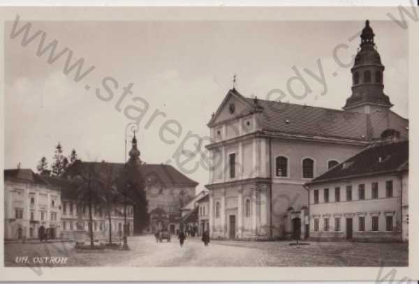  - Uherský Ostroh (Uherské Hradiště), kostel, náměstí, Bromografia