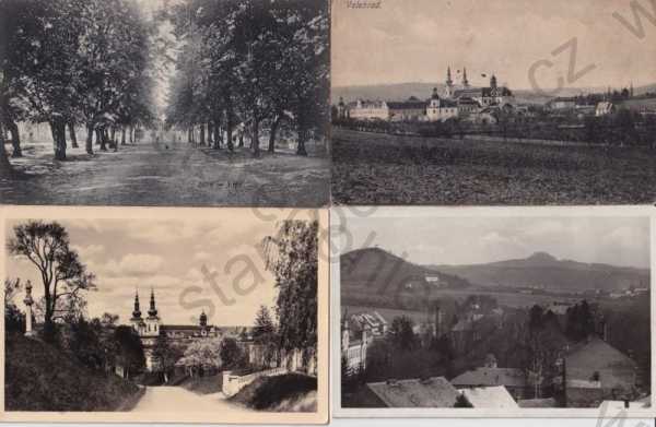  - 4x pohlednice: Velehrad (Uherské Hradiště) a Jičín, kostel, pohled na město, kostel, park