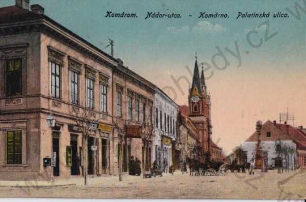  - Komárom - Komárno (Slovensko) Palatinská ulice, litografie, kolorovaná