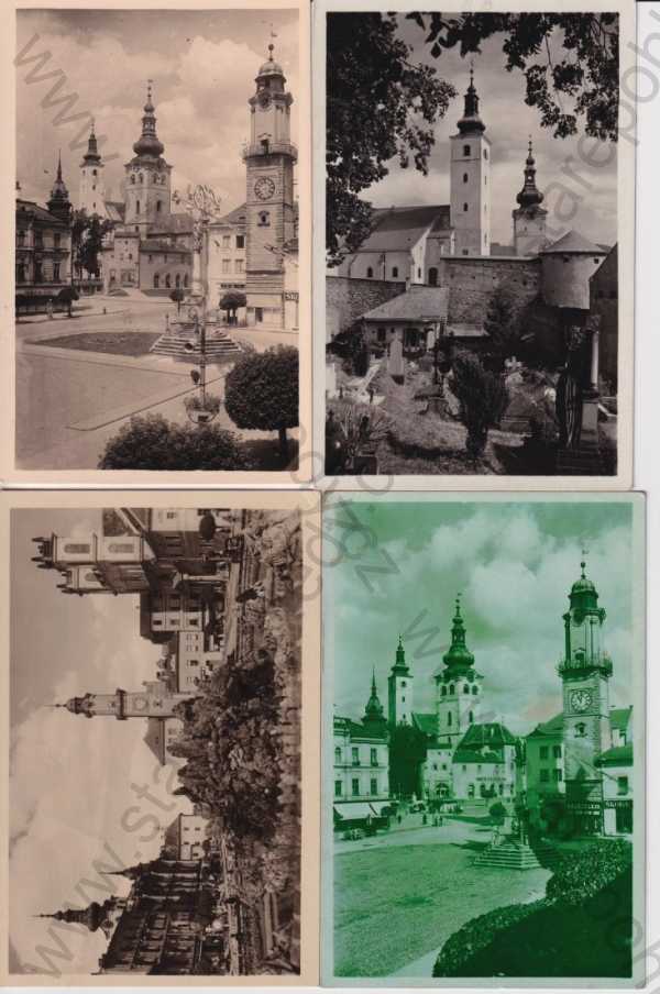  - 4x pohlednice: Bánská Bystrica (Slovensko), město, zámek, kostel, Grafo Čuda Holice