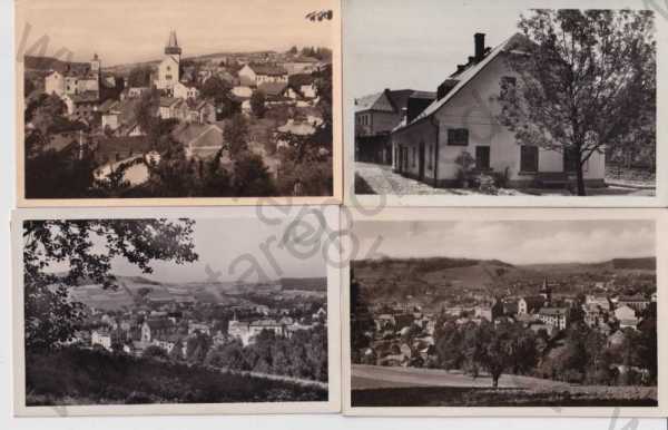  - 4x pohlednice: Semily, pohled na město, Riegrův rodný dům, Fototypia-Vyškov