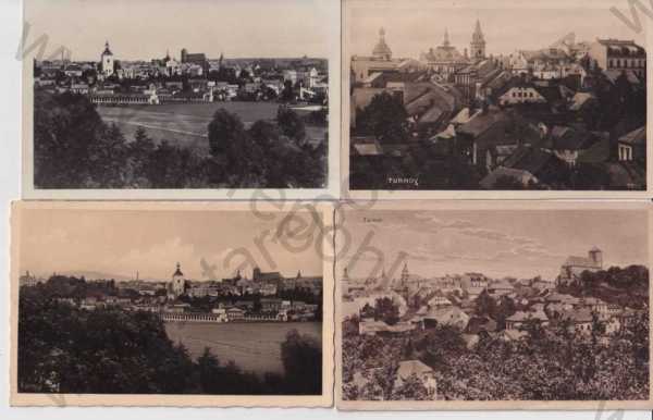  - 4x pohlednice: Turnov (Semily), celkový pohled na město