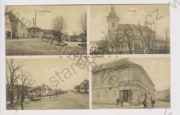  - Libořice (Liboritz) - střed obce, kostel, obchod