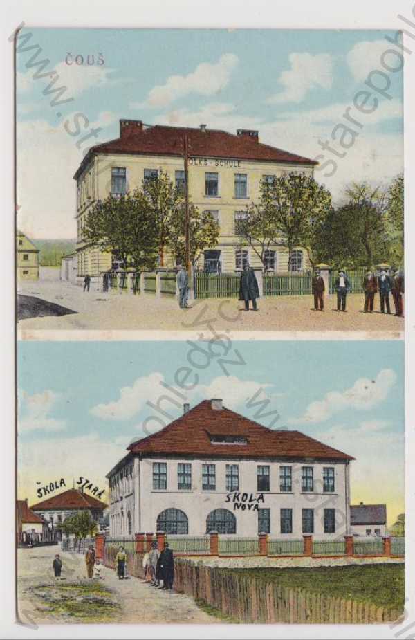  - Čouš / Souš - škola, kolorovaná